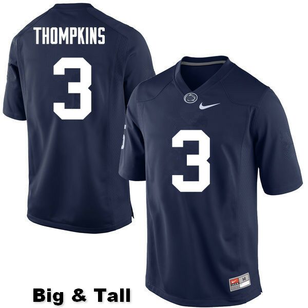 NCAA Nike Men's Penn State Nittany Lions DeAndre Thompkins #3 College Football Authentic Big & Tall Navy Stitched Jersey JJF0798TB